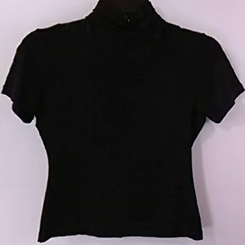 Ishyu Black Turtleneck Short Sleeve Top Size Small
